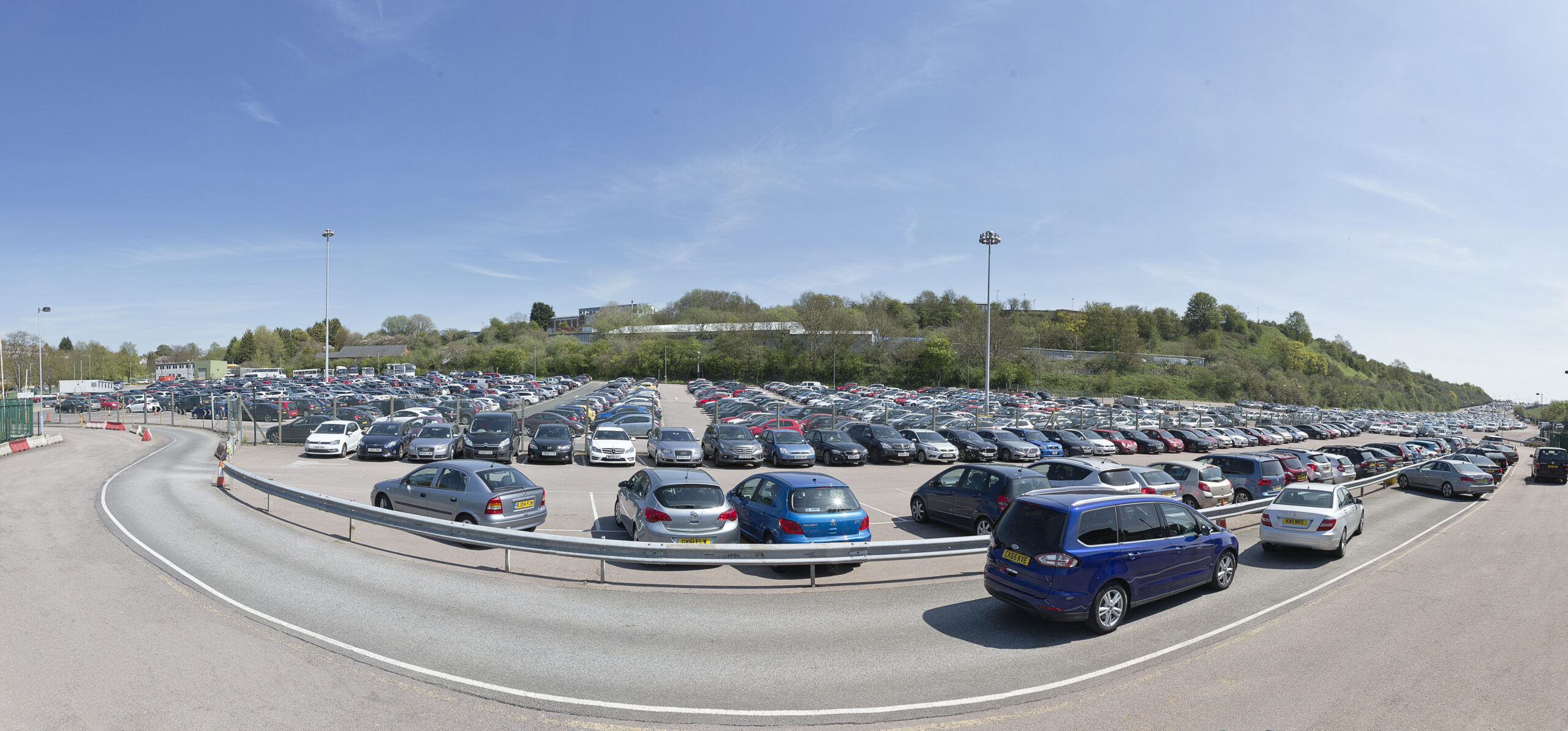 Aerial top-down view of Gatwick Airport car park showing rows of vehicles and organised parking infrastructure.