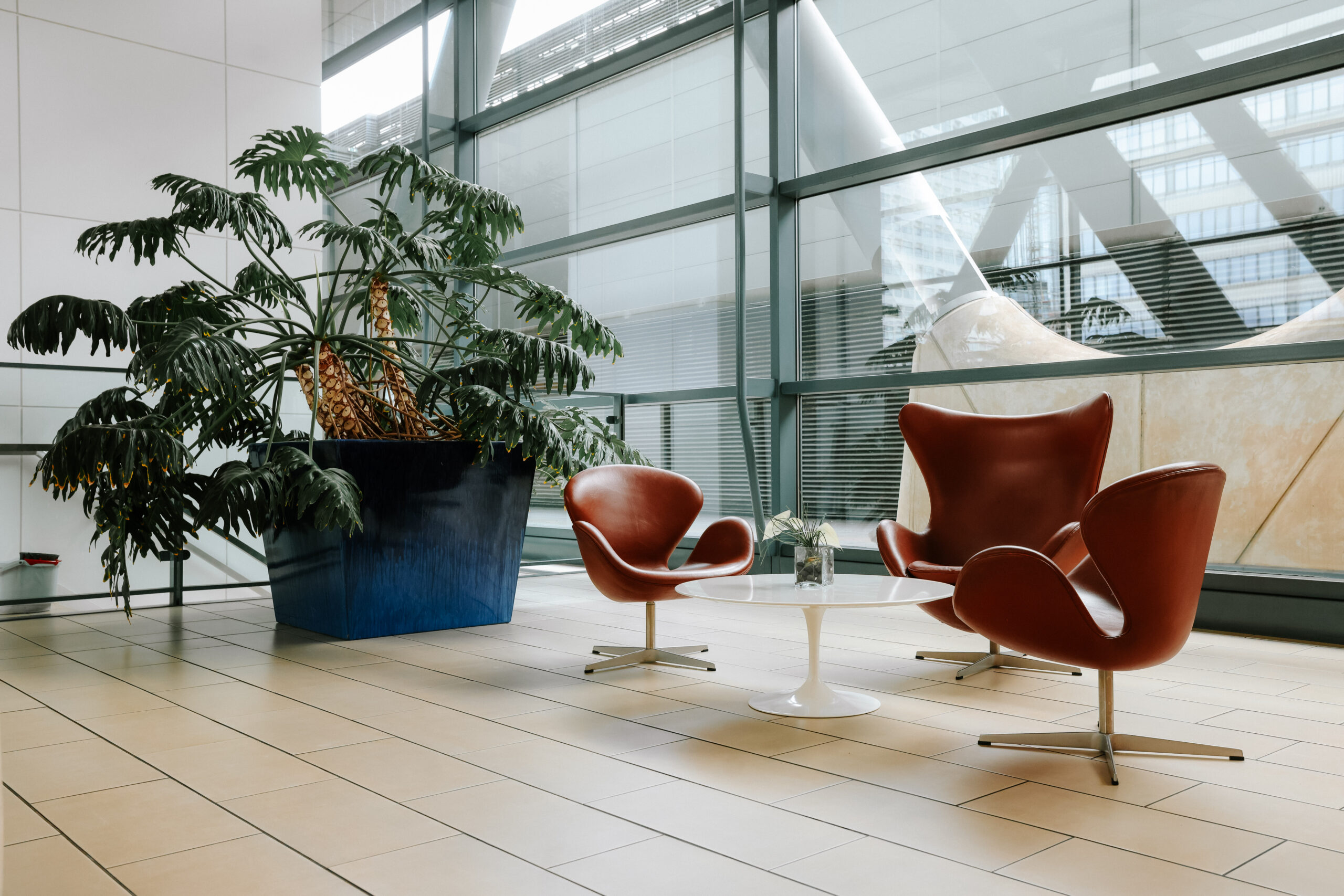 Modern interior reception area at No.1 Deansgate featuring contemporary architecture, clean lines, and elegant lighting.